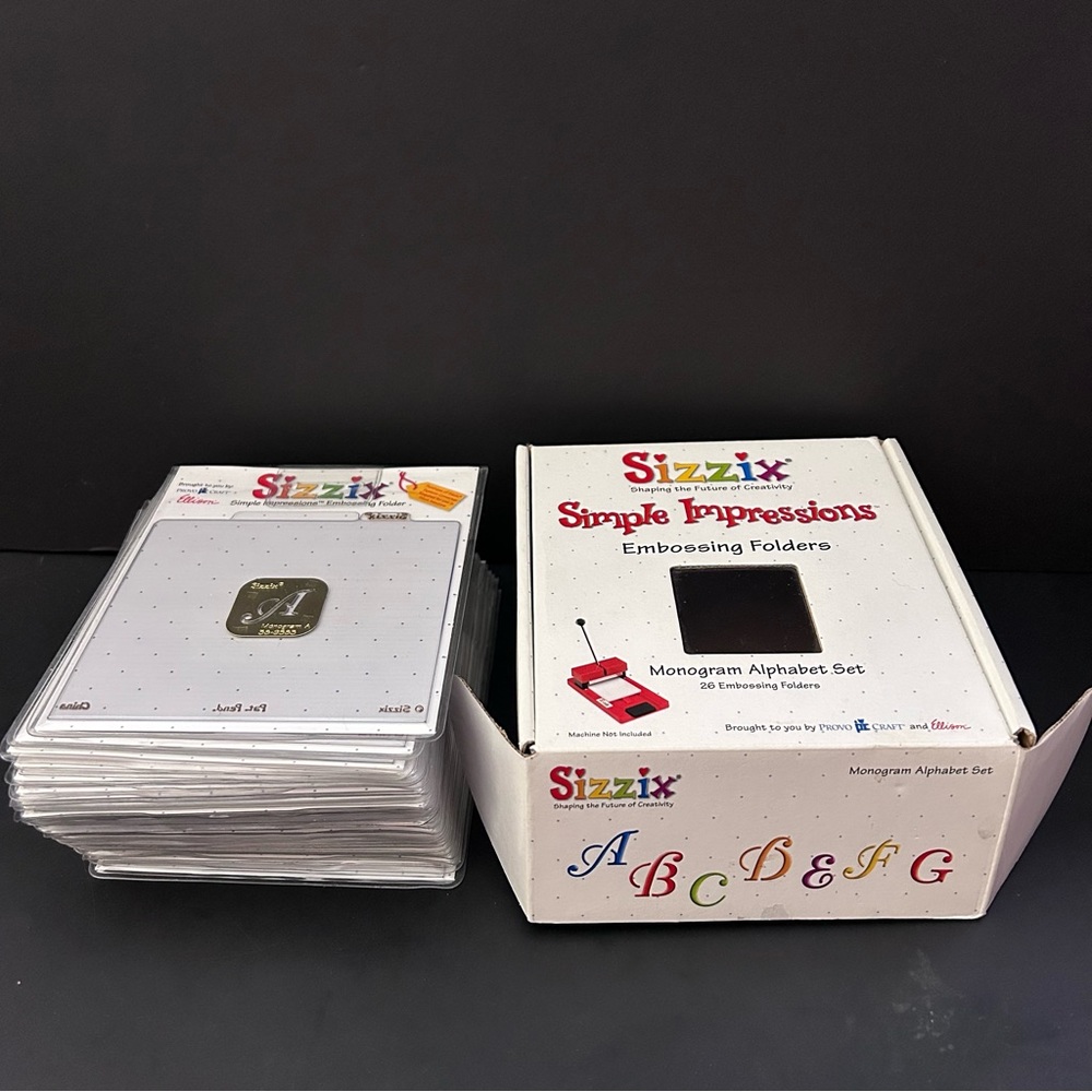 Sizzix Simple Impressions Embossing Folders - Monogram Alphabet Set 26 folders